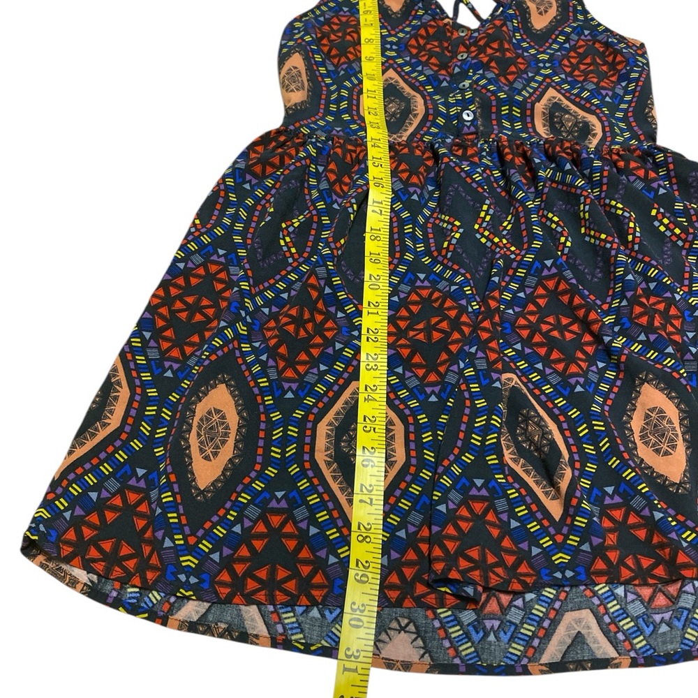Forever 21 Women’s Multicolor Geometric Print Sundress Size S Lattice Back Boho - Picture 9 of 14